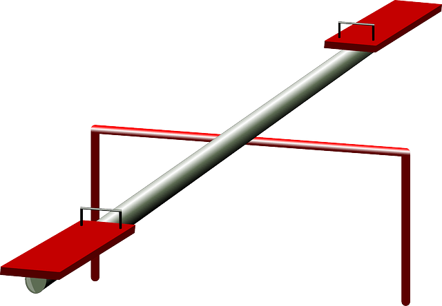 Red seesaw symbolising overcoming worry through personal growth challenges
