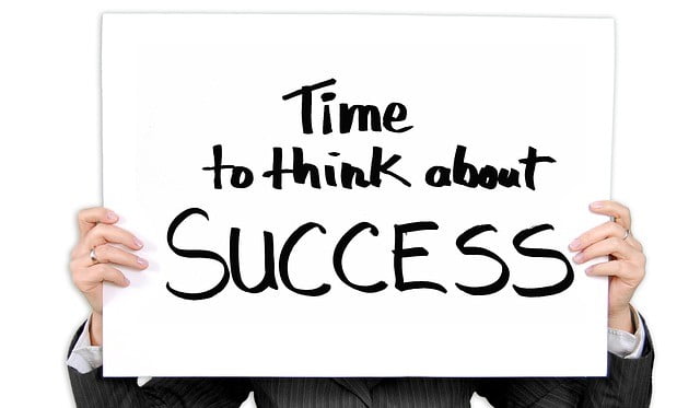 Image text stating 'Time to think about success', provoking reflection on the question 'why am I not successful'.