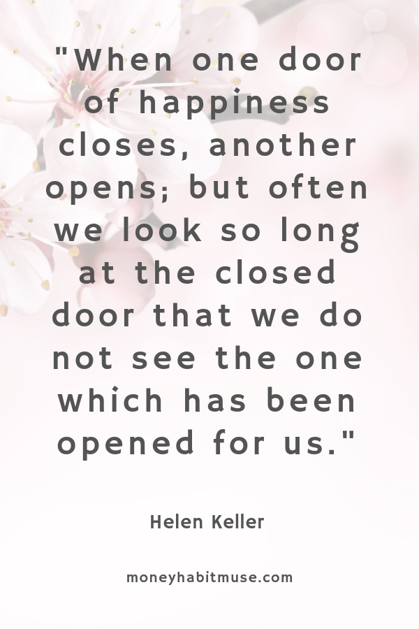 Helen Keller quote about opening new doors of happiness