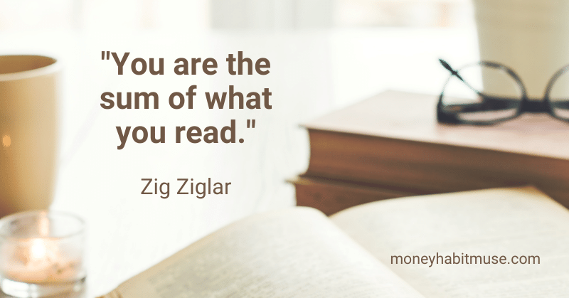 A book on the desk and Zig Ziglar quote about reading: a habit to become a better person