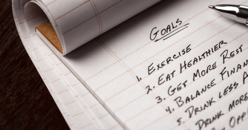 A list of hand written goals, representing trust in your abilities and developing quiet confidence.