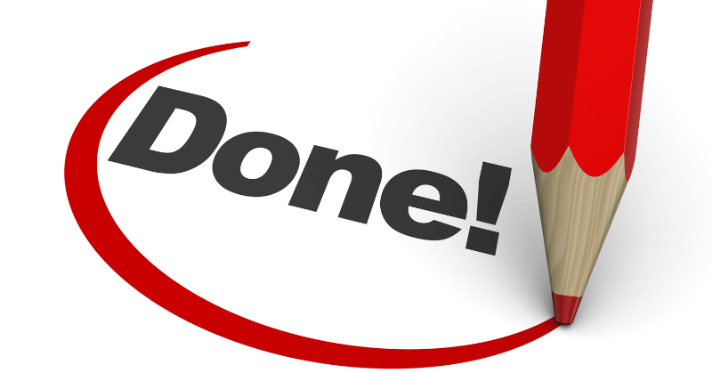 The word "Done" half circled in red pencil depicting the effectiveness of the 3-minute rule for time management.