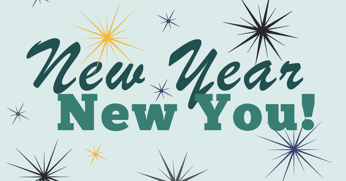 Text "New Year New You!" symbolising the concept of taking on new year challenges