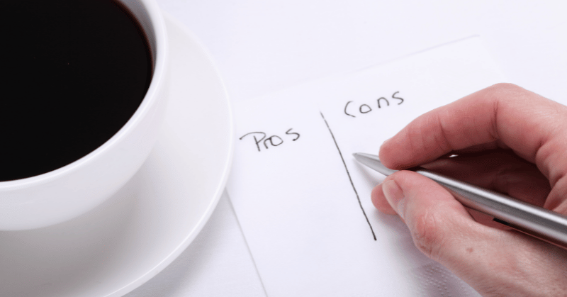 Writing pros and cons, demonstrating making good choices